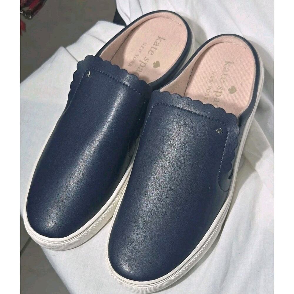 Kate Spade Navy Scalloped Slip On Flats Women 9B Casual Comfort Shoes